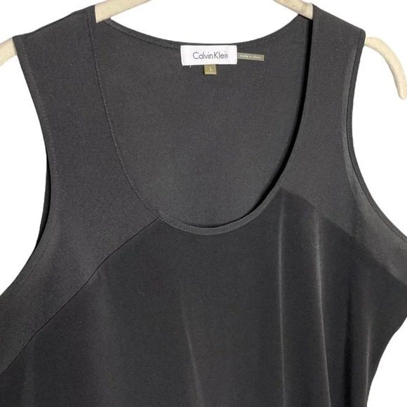 Calvin Klein Black Hi Lo Polyester Sleeveless Blouse Women’s Size Large - Picture 3 of 7